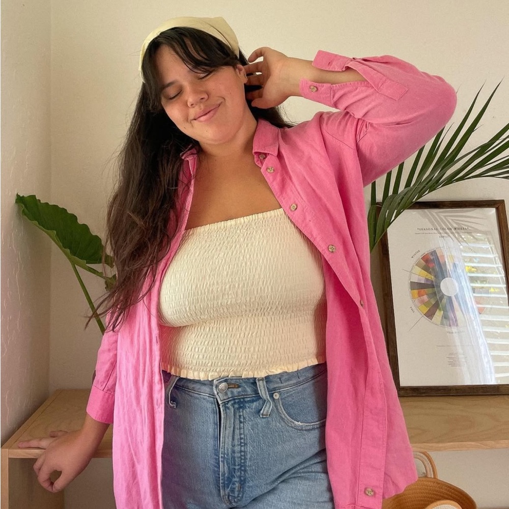 Pink linen button down - Picture 2 of 4